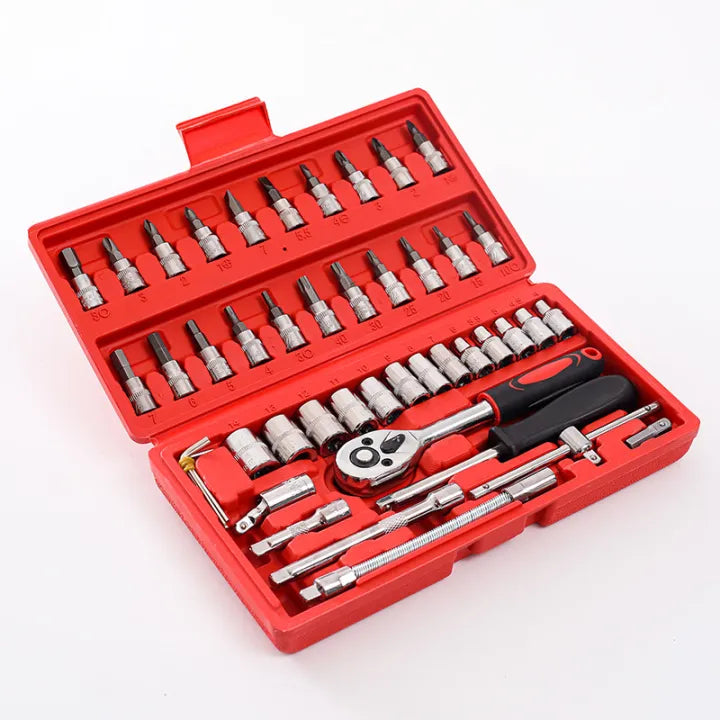 46-Piece Socket Wrench Set - Ratchet & Bit Tool Kit