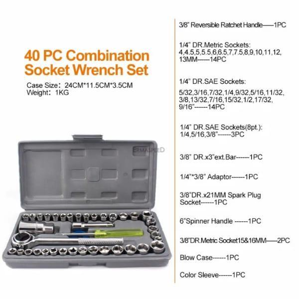 40Pcs Aiwa Socket Wrench & Screwdriver Tool Kit
