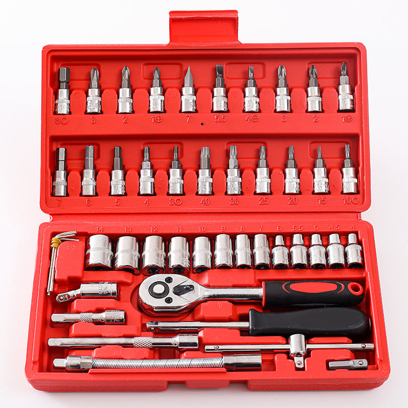 46-Piece Socket Wrench Set - Ratchet & Bit Tool Kit