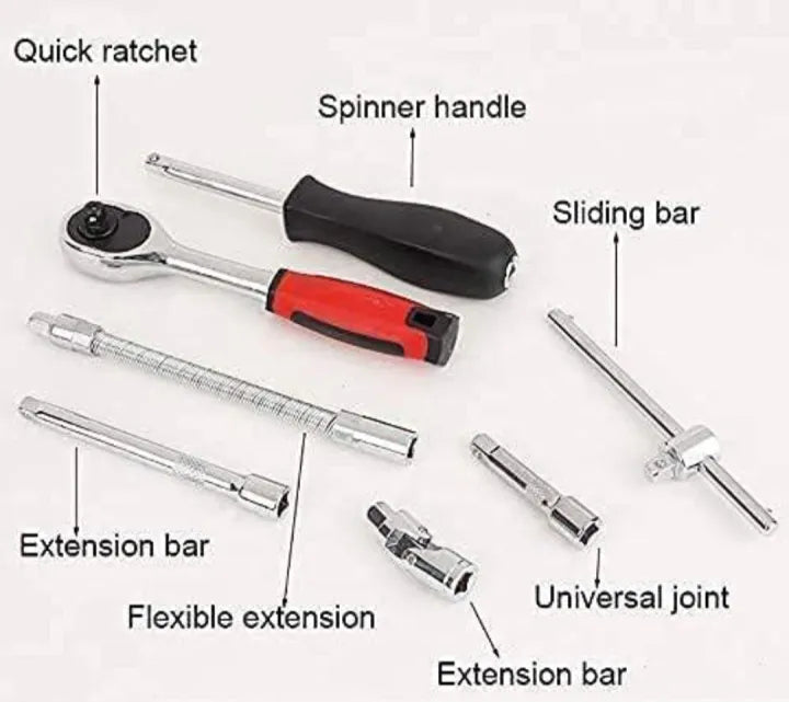 46-Piece Socket Wrench Set - Ratchet & Bit Tool Kit