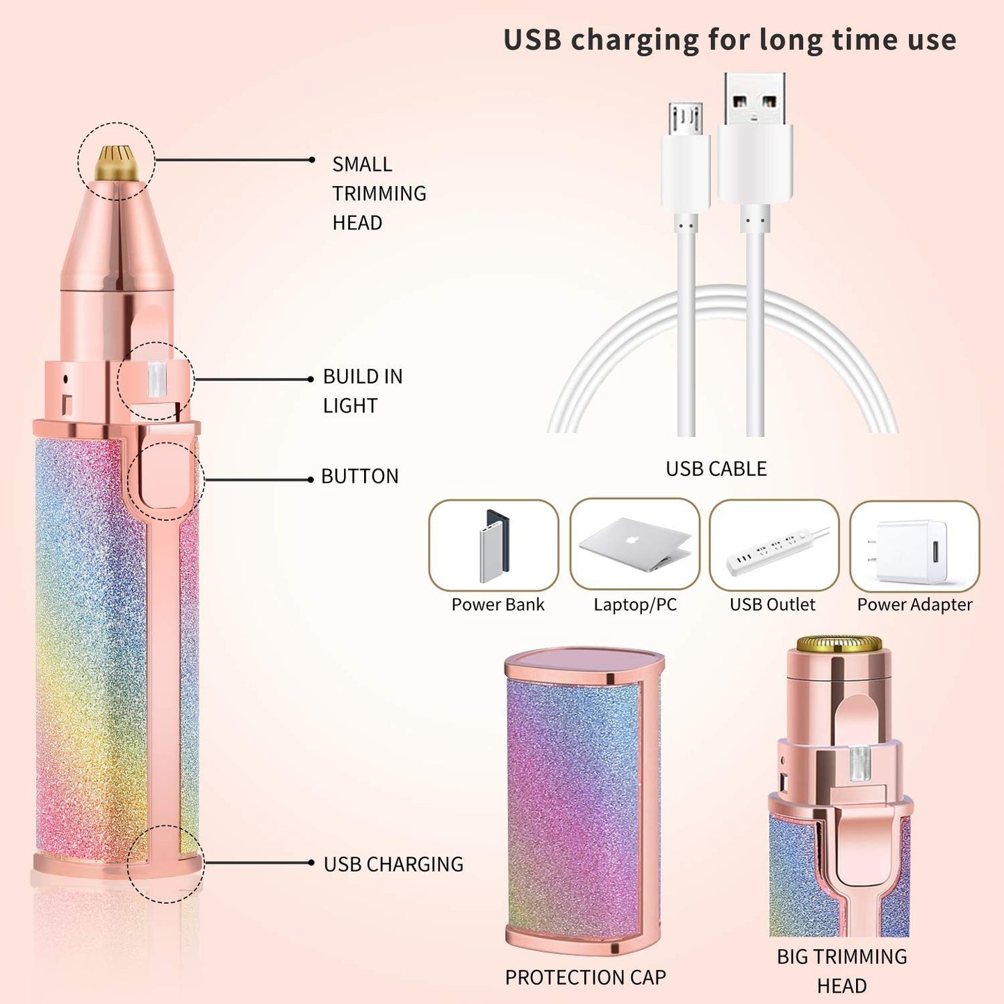 2-in-1 Flawless Eyebrow Trimmer - USB Rechargeable Tool