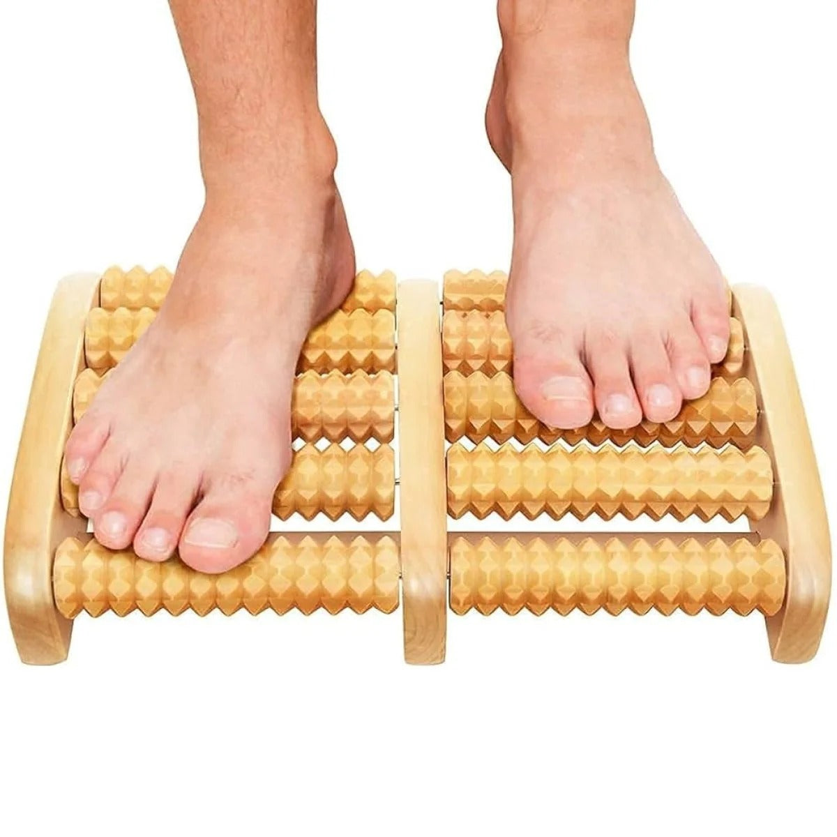 Traditional Wooden Roller Foot Massager for Relaxation