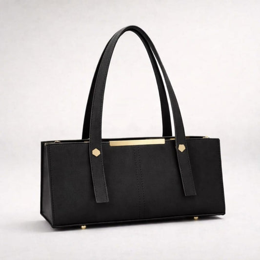 Grace Line Structured PU Leather Tote Bag for Women Black