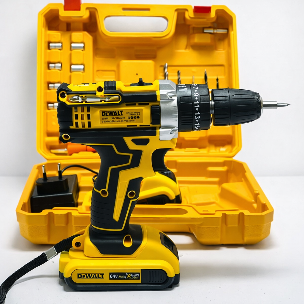 DeWalt 64V Cordless Electric Drill Machine with Battery & Case