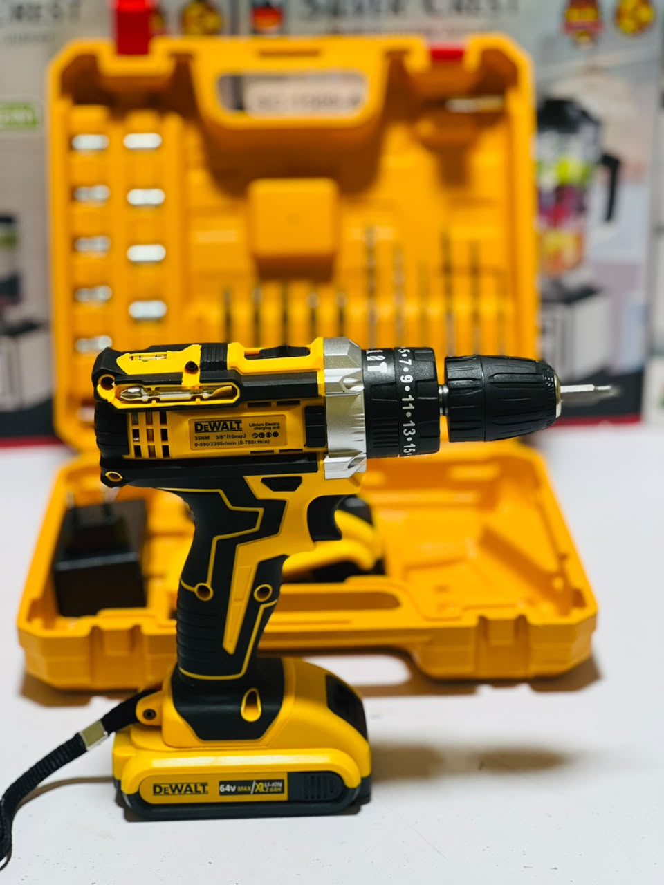DeWalt 64V Cordless Electric Drill Machine with Battery & Case