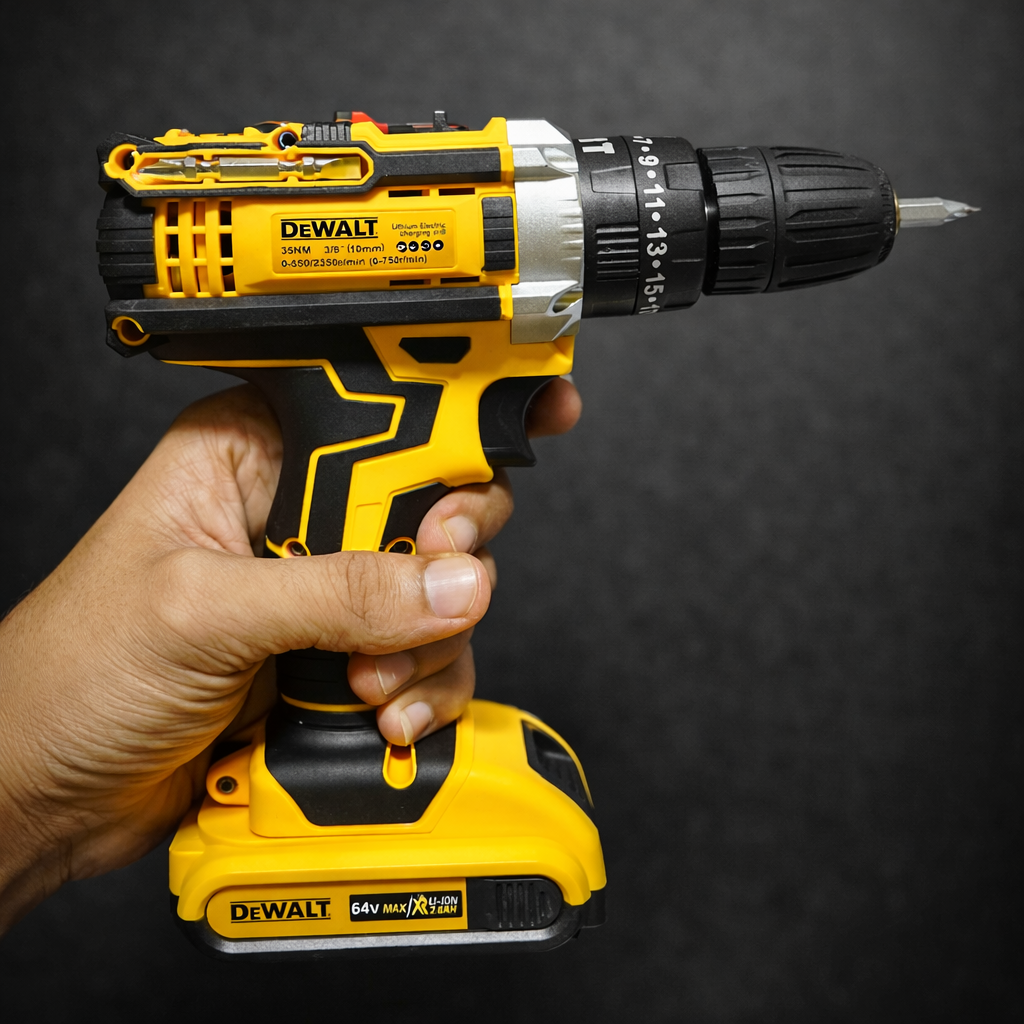 DeWalt 64V Cordless Electric Drill Machine with Battery & Case