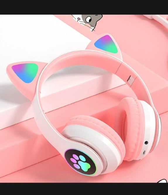 Cat Ear Wireless Bluetooth Headphones with RGB LED Lights