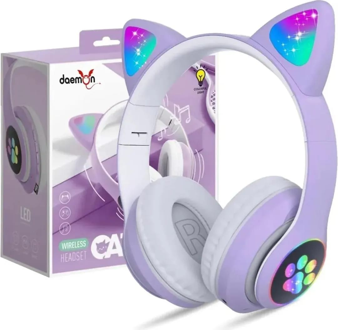 Cat Ear Wireless Bluetooth Headphones with RGB LED Lights
