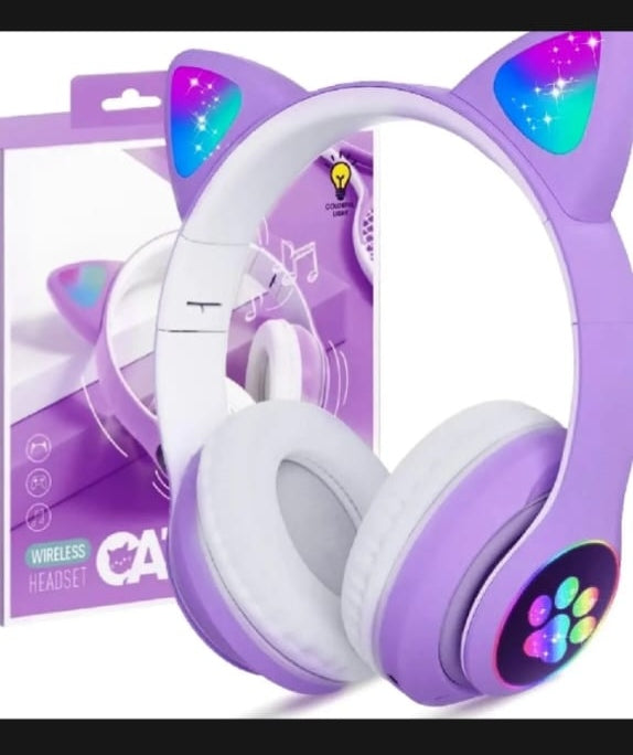 Cat Ear Wireless Bluetooth Headphones with RGB LED Lights