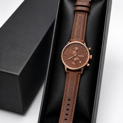 Beisheng Men’s Leather Strap Watch – Brown