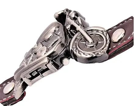 Men’s Motorcycle-Inspired Analog Wrist Watch with Bike Look Stainless Steel Dial – Stylish Daily Watch with Premium Leather Strap - Image 2
