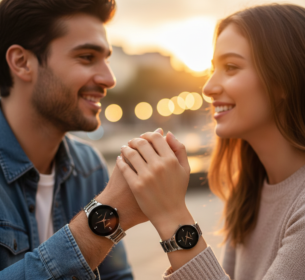 POSITIF Couple Watch – Elegant Matching His & Her Timepieces | Stylish Pair Gift For Lovers, Anniversary & Special Occasions (Without Box... - Image 2